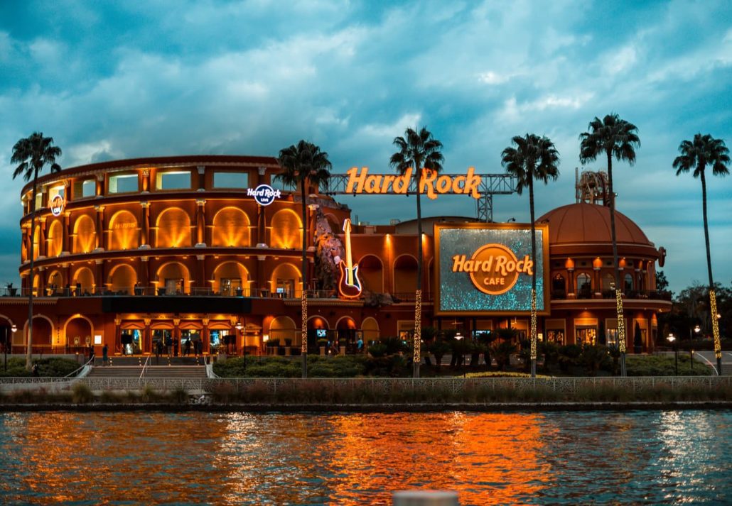 Hard Rock Cafe Orlando, at nigh.