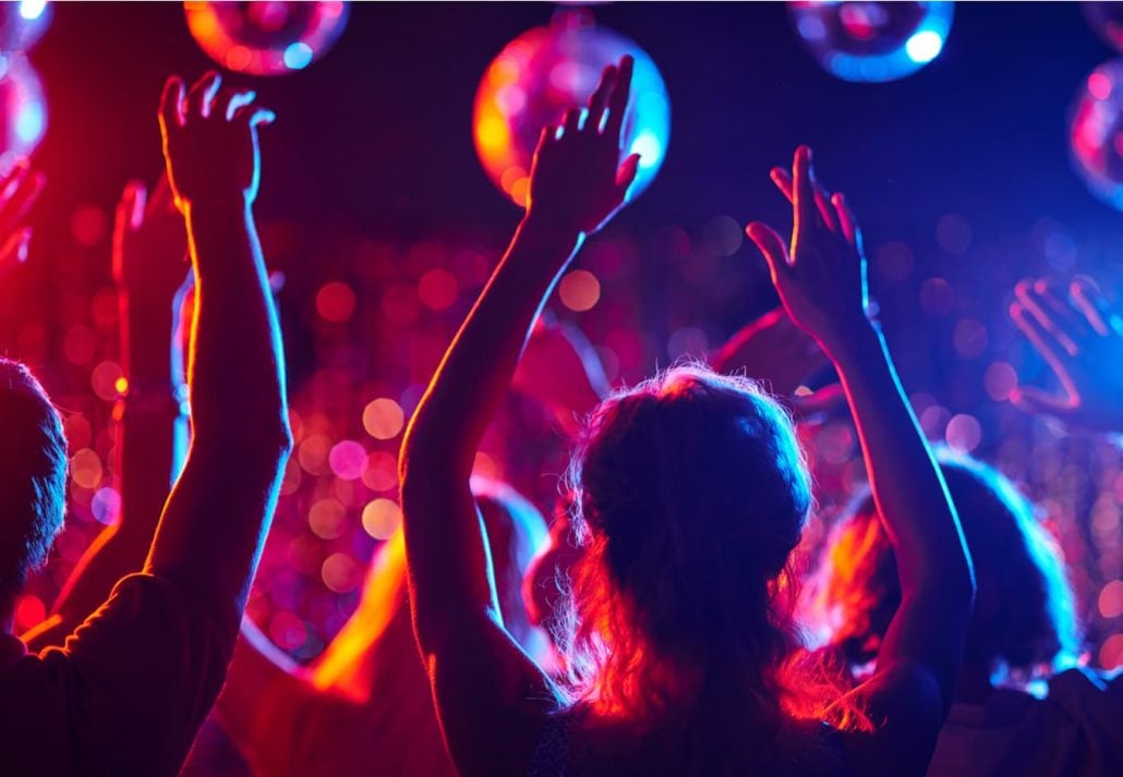 Young crowd dancing at a nightclub