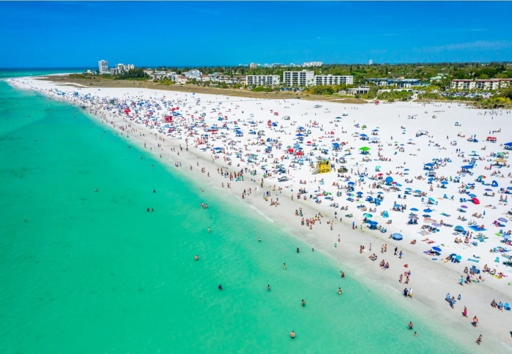 Siesta Key Beach Sarasota Florida Beautiful Sunny Day Blue Waters Tourists Paradise Sun