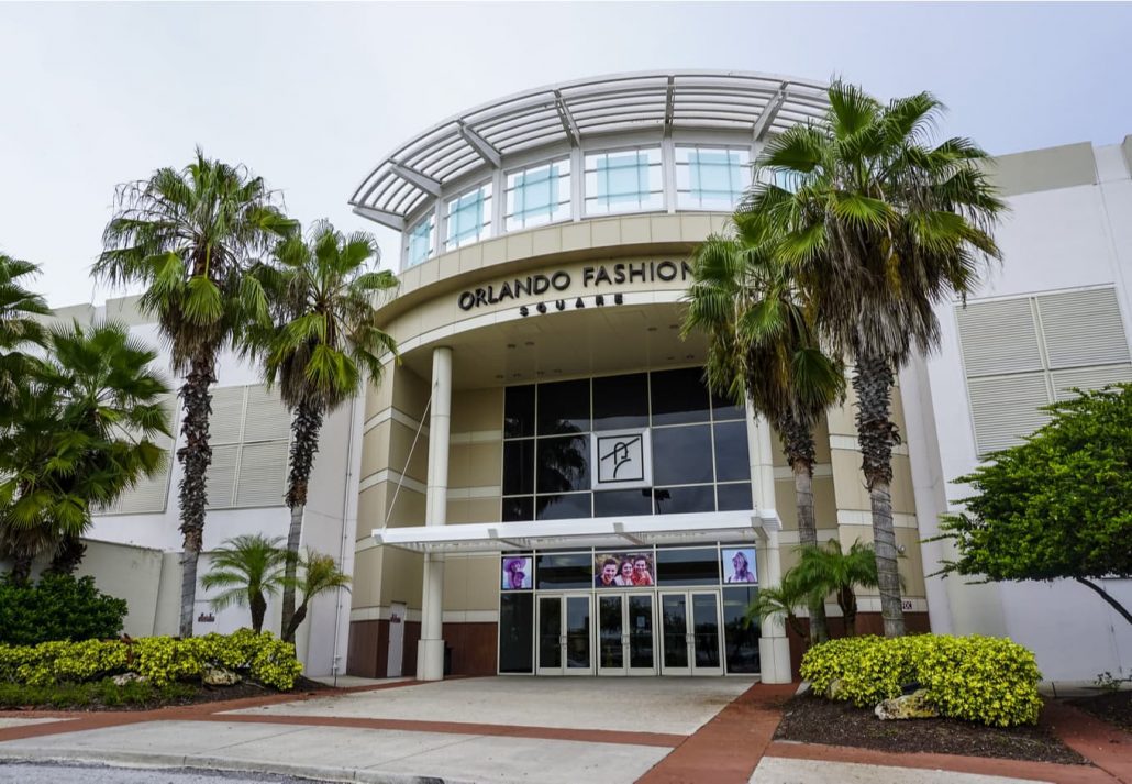Façade of Orlando Fashion Square, an indoor shopping mall located in Orlando, Florida, USA.
