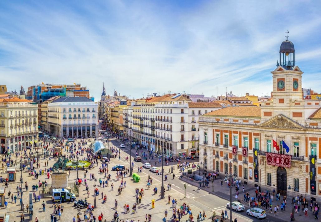  The Puerta del Sol square, in Madrid, Spain.
