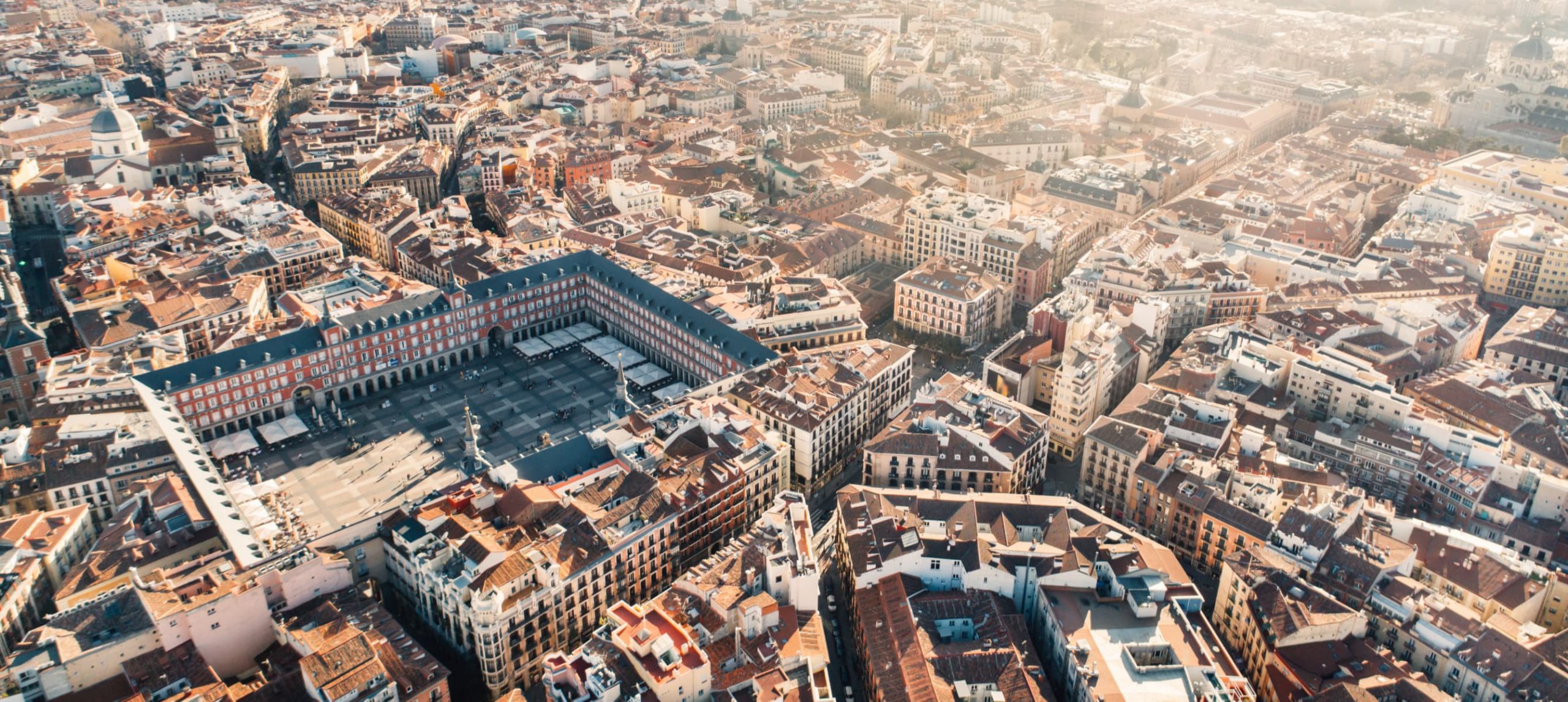 Aerial view of Madrid city center, Spain.