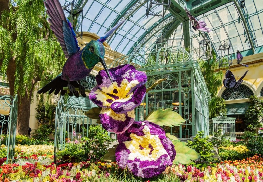 Daytime view of the spring theme of Bellagio Conservatory and Botanical Gardens, Las Vegas, Nevada, USA.