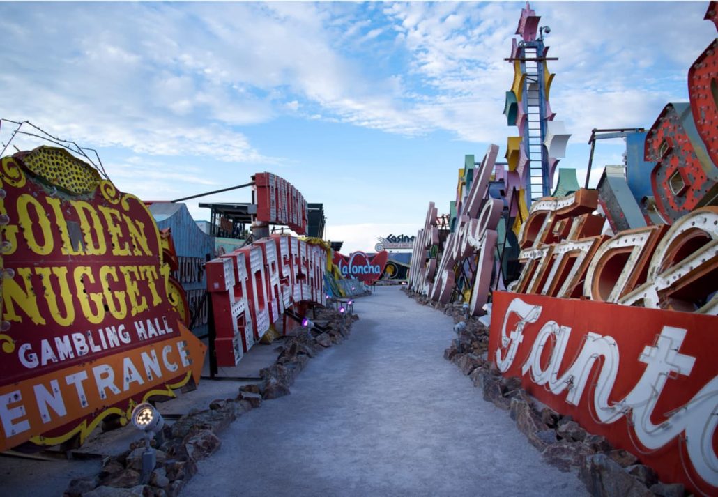 The Neon museum at sunset, Las Vegas