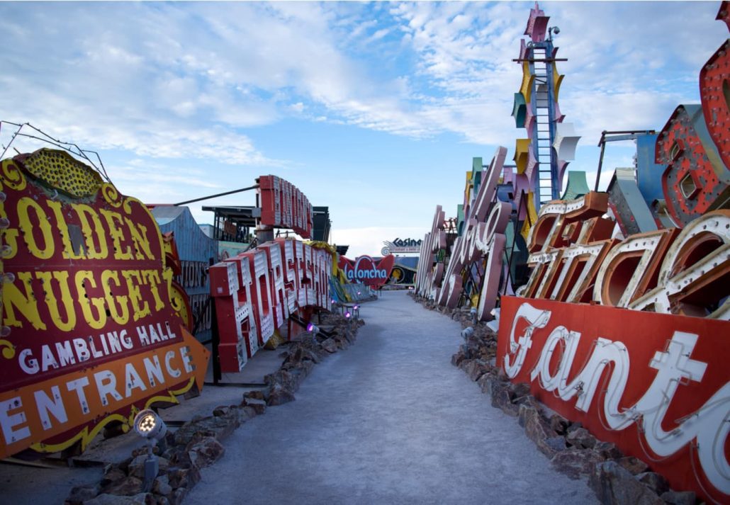  The Neon museum at sunset, Las Vegas