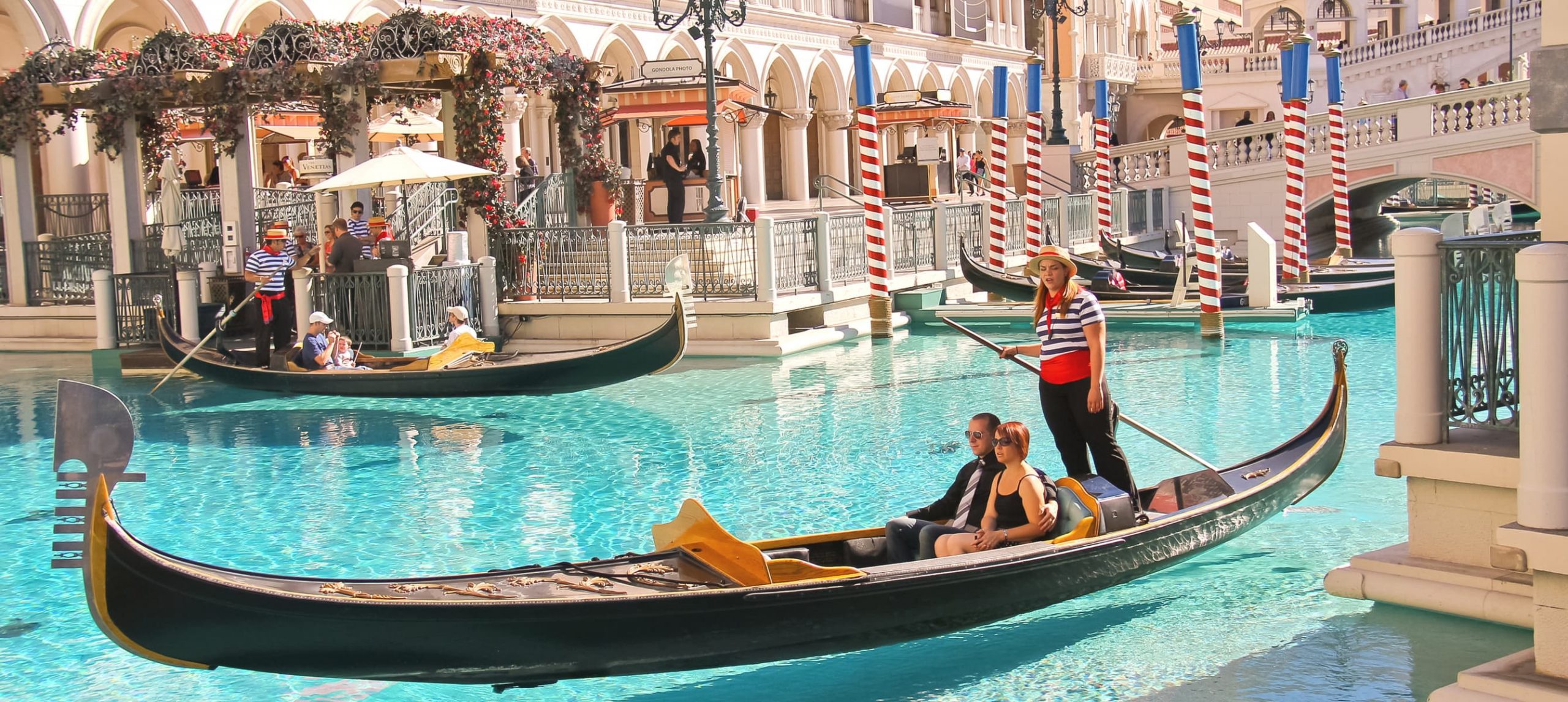 Couple during a gondola ride in the Venetian Hotel, Las Vegas.