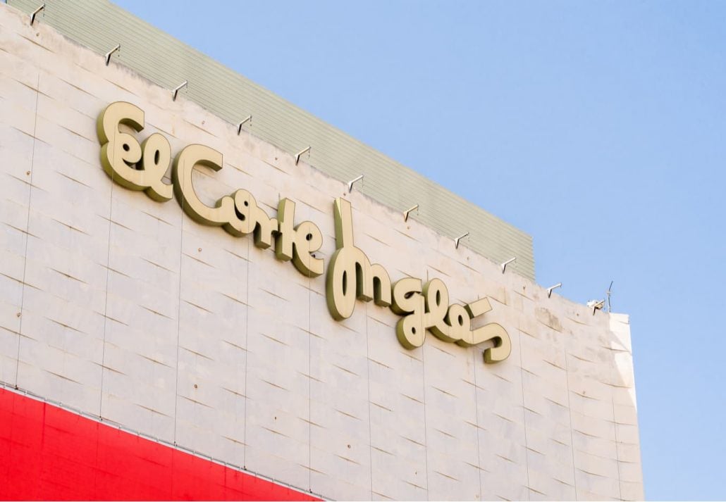  Facade of El Corte Ingles store in Madrid, Spain.