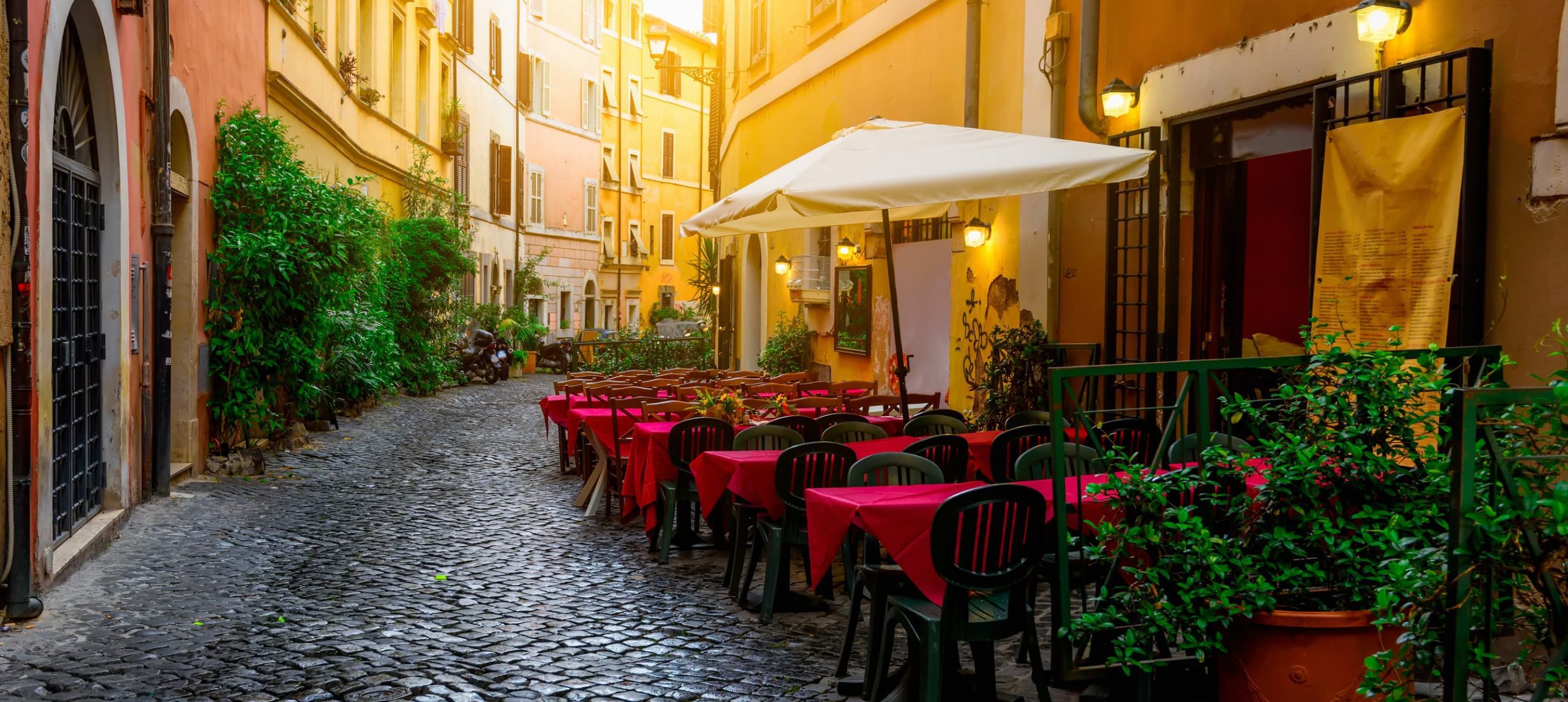 Rome restaurant at sunset