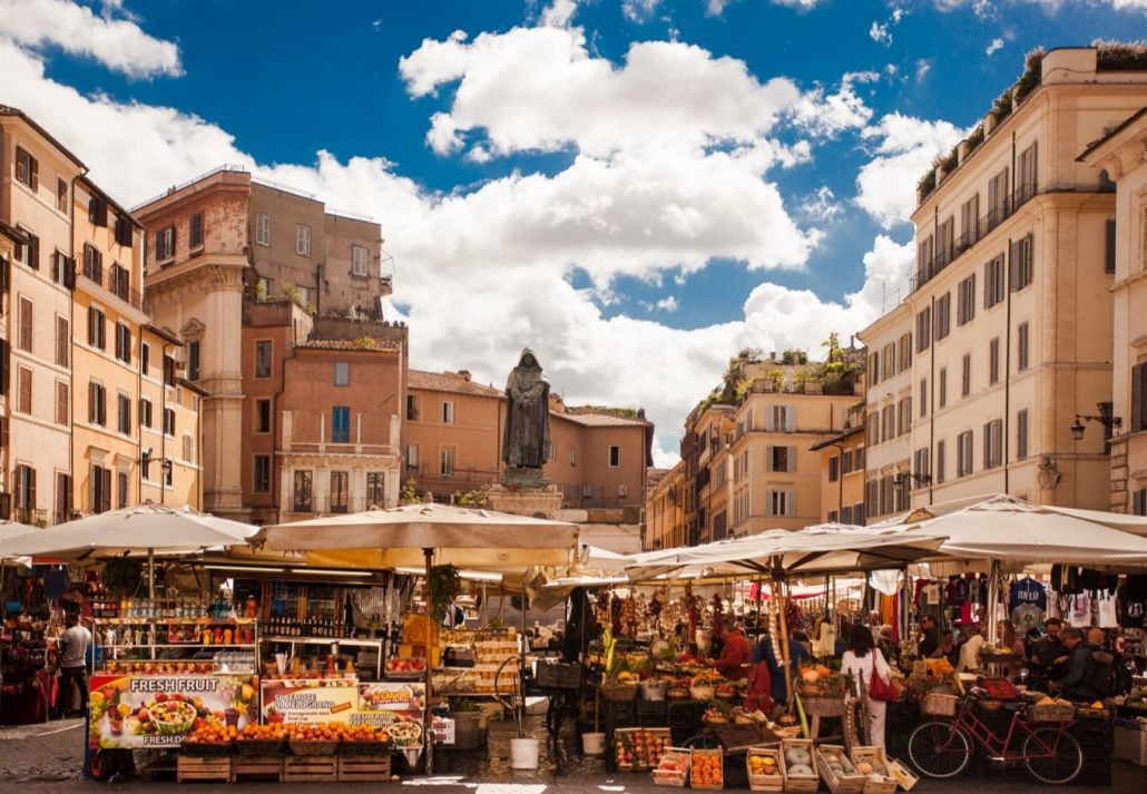 Campo de’ Fiori market in Rome, Italy.