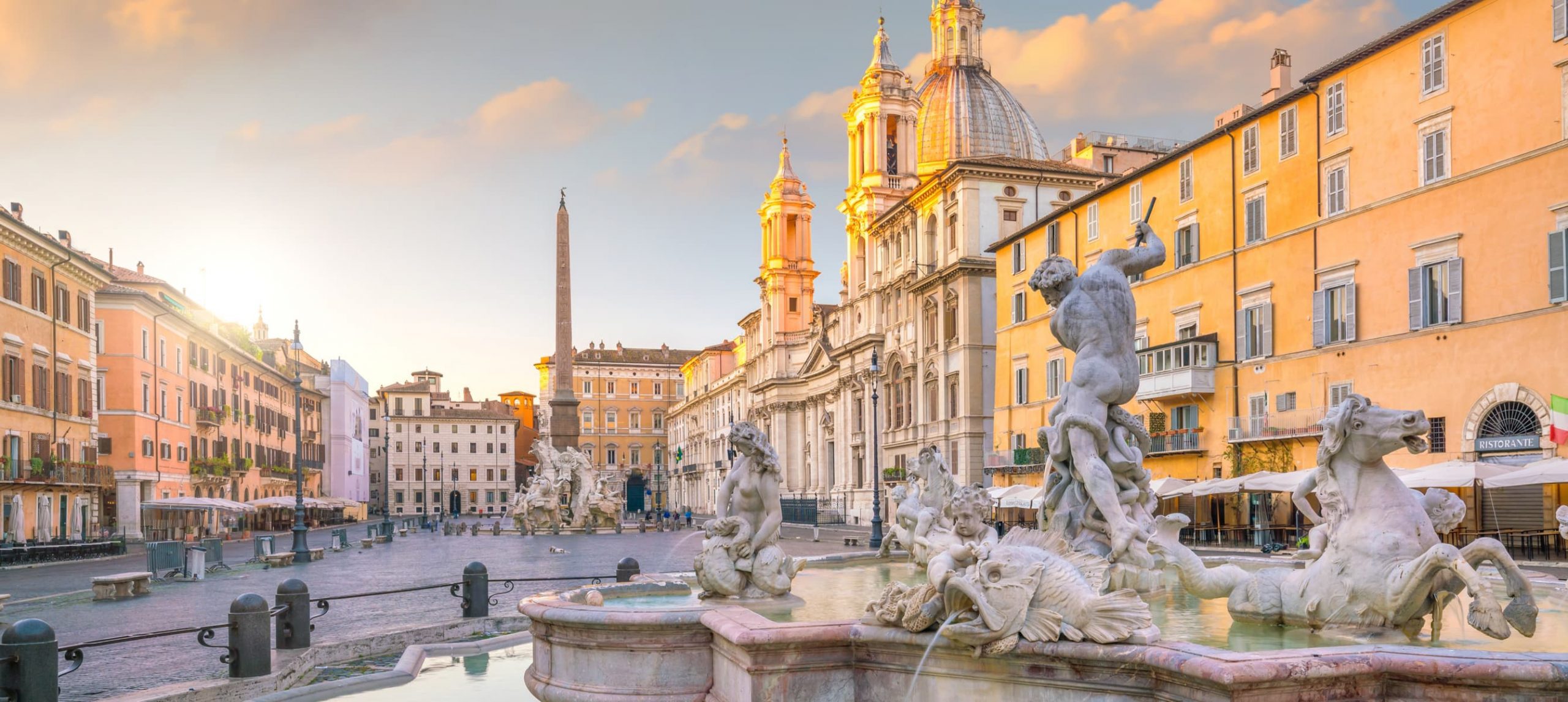 Piazza Navona, Rome, Italy, at dawn.