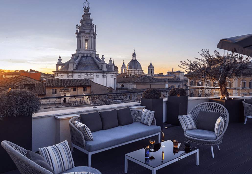 Rooftop terrace at Hotel Pantheon, Rome, Italy