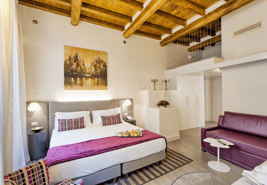 Room at Trevi Palace Luxury Inn, Rome, Italy.
