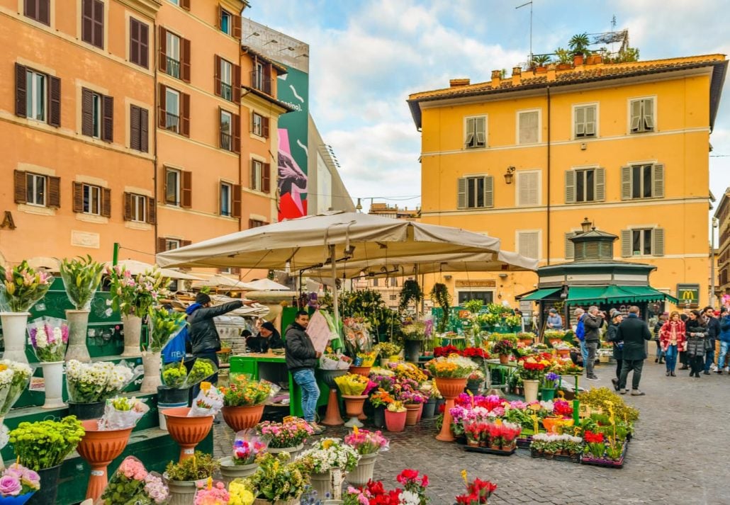 Campo de’ Fiori market in Rome, Italy.