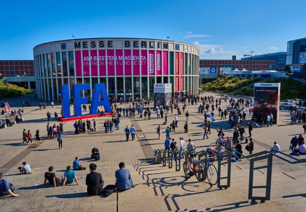 IFA building from the outside with people in front