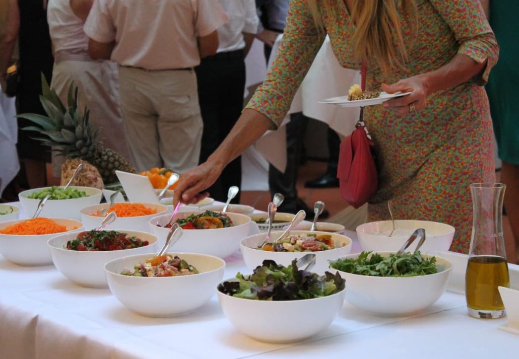 A buffet table at Relais and Chateaux Bulow Palais in Dresden