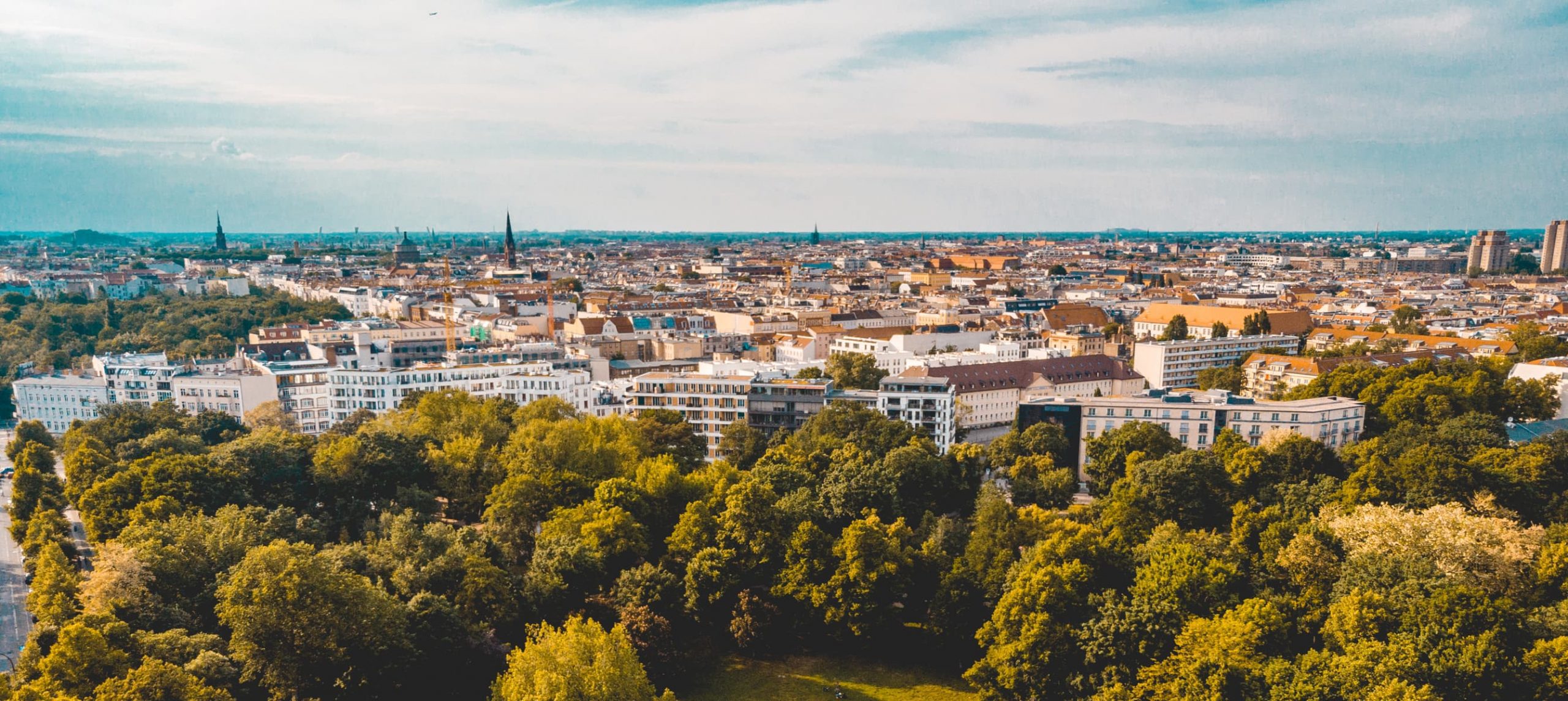 Aerial view of Friedrichshain, Berlin, Germany.