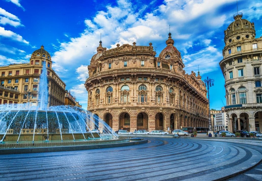 The fountain at the Piazza de Ferrari