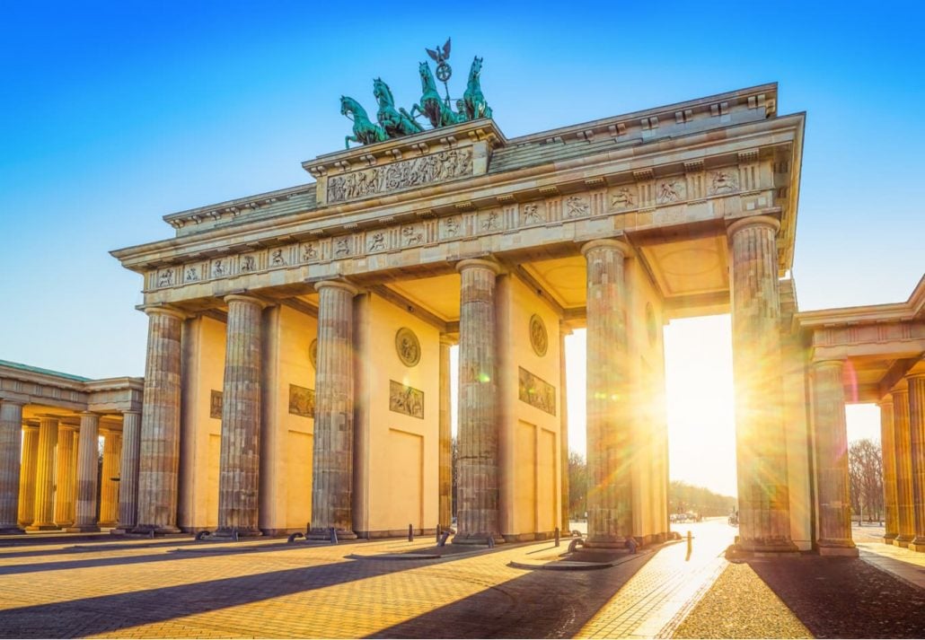 Brandenburg Gate with sunset in the background