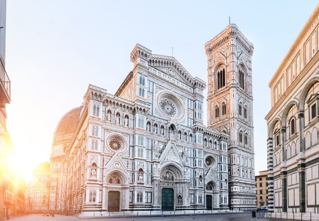 The exterior of the Cathedral of Santa Maria del Fiore, Florence, Italy.