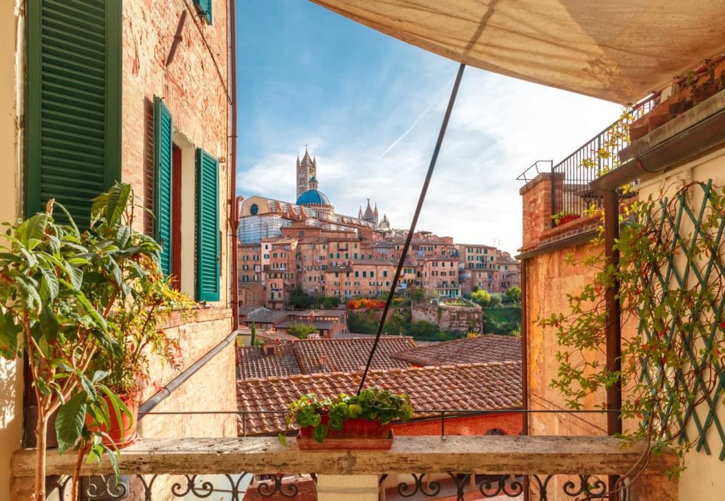 View of the Siena Cathedral from a balcony.