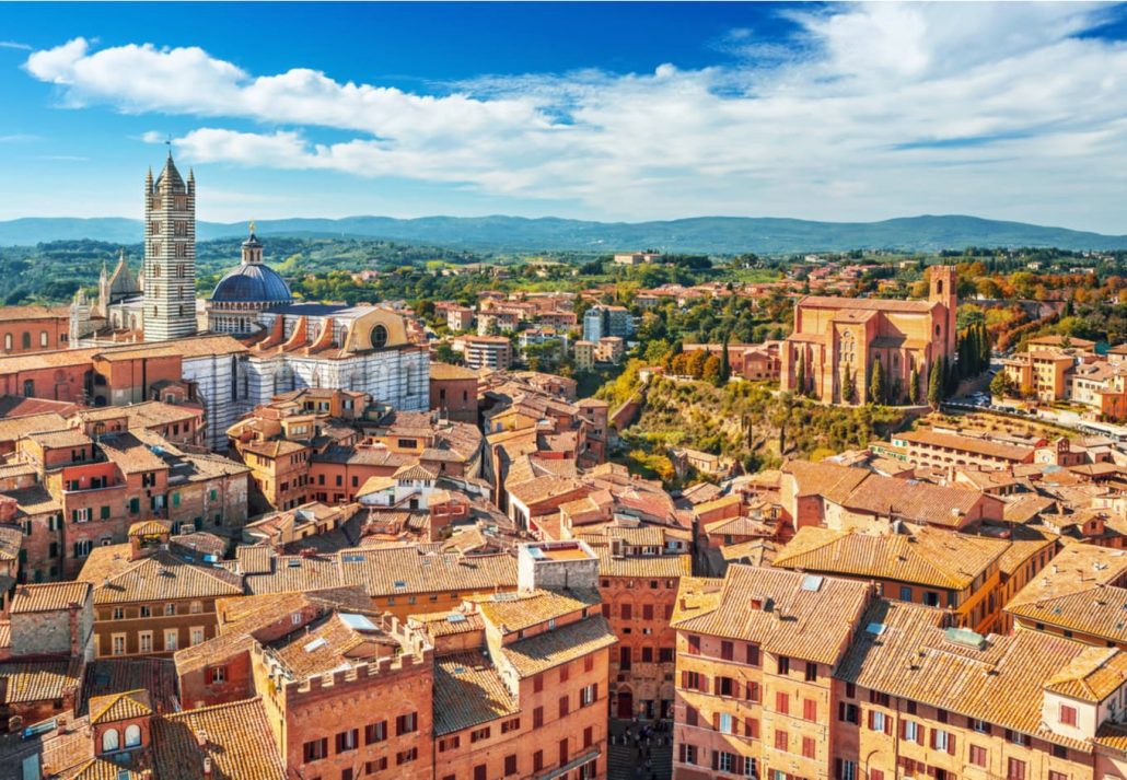 Cityscape of Siena, Italy.