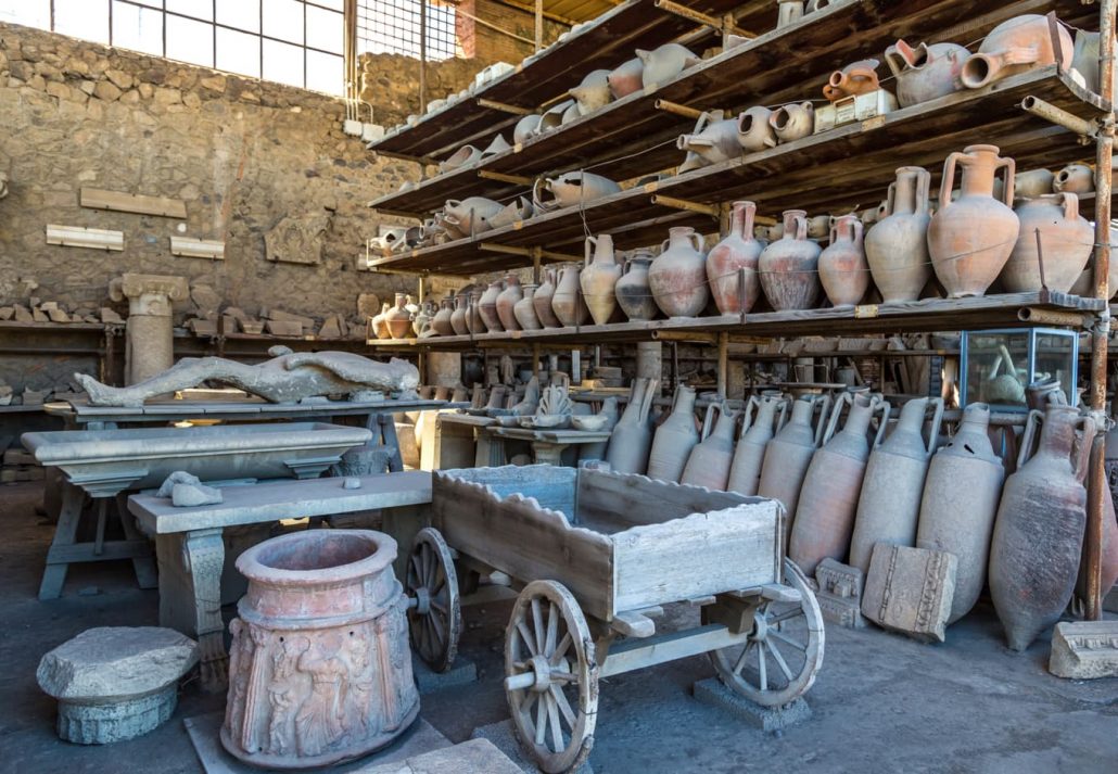 The remnants of the ancient city of Pompeii, Italy.