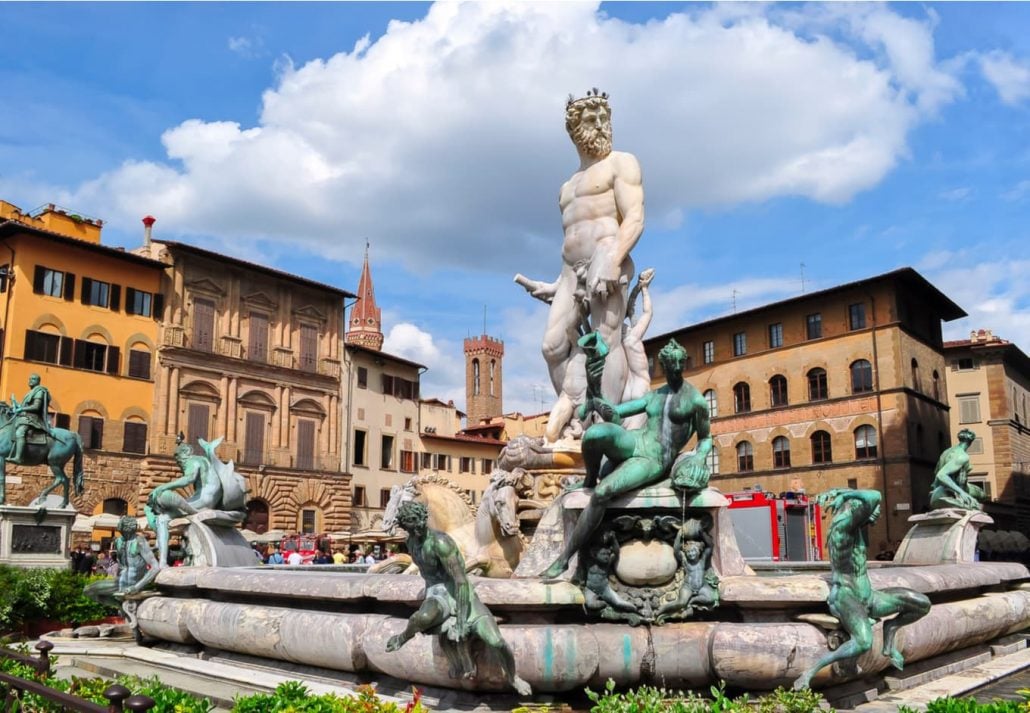 Neptune Fountain, in Piazza della Signoria, Florence, Italy.