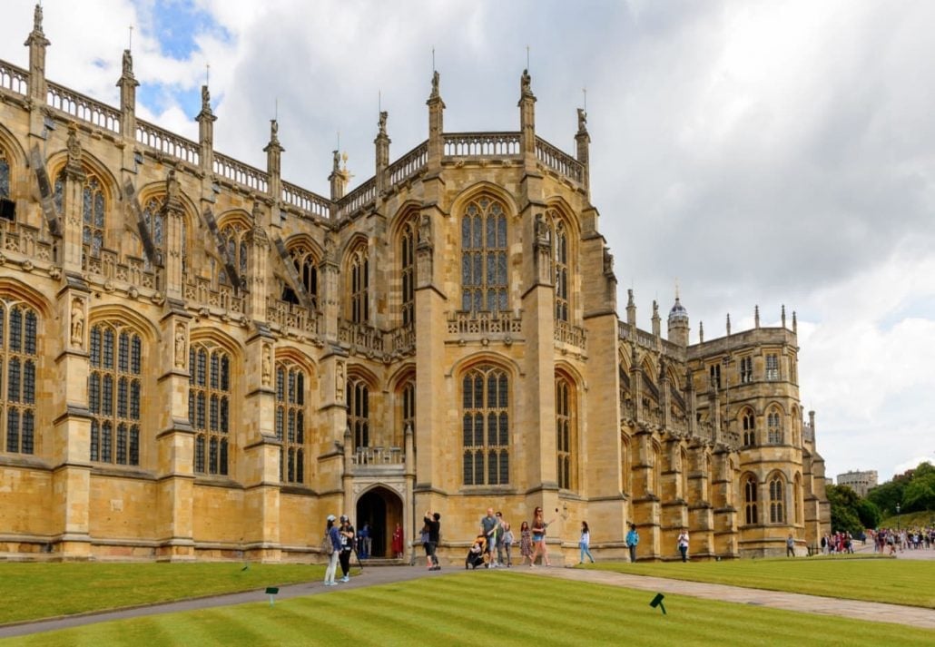 St. George's Chapel with a few people in front of it