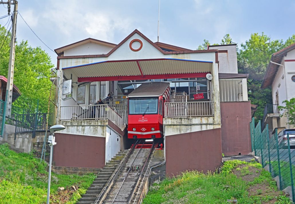 Funicular going down Mount Artxanda in Bilbao