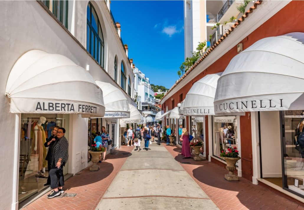 A shopping street in Capri