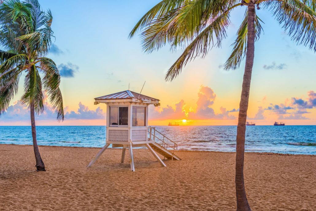 A lifeguard tower on a beach