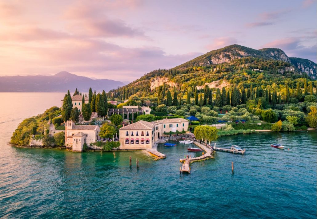 Aerial view of Lake Garda near Verona, Italy