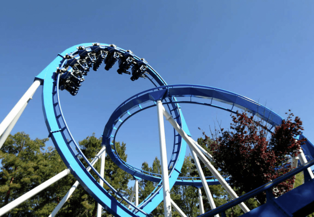 Coaster in California's Great America, San Francisco, USA.