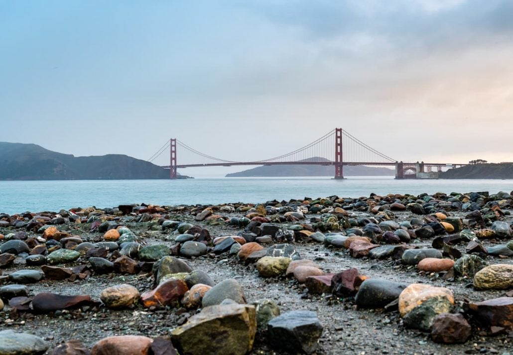 Mile Rock Beach, in San Francisco, California.