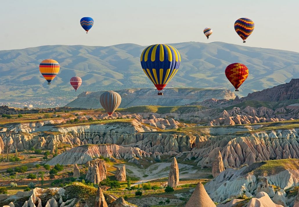 Hot air balloons in Cappadocia, Turkey.