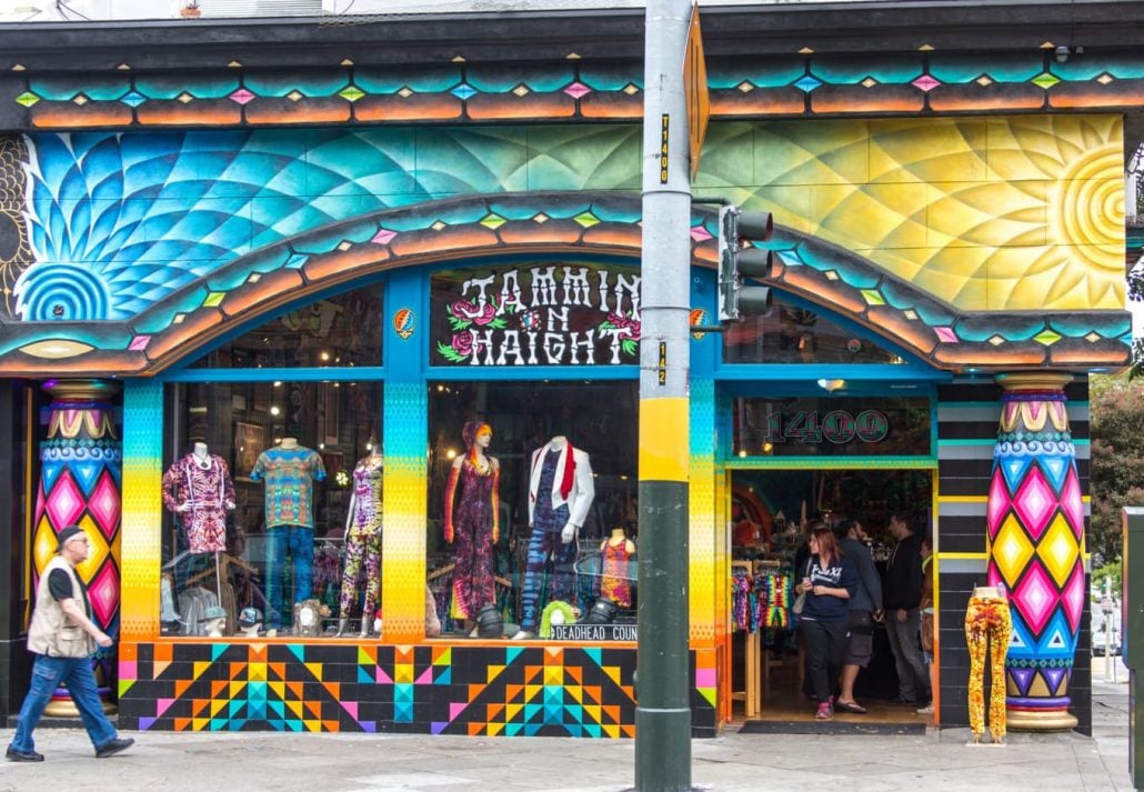 A colorful hippie store in the Haight-Ashbury district, in San Francisco, California.