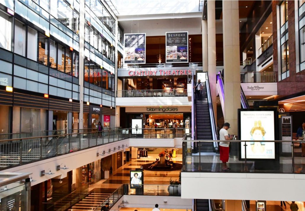 Interior of Westfield San Francisco Centre shopping mall in San Francisco, California.