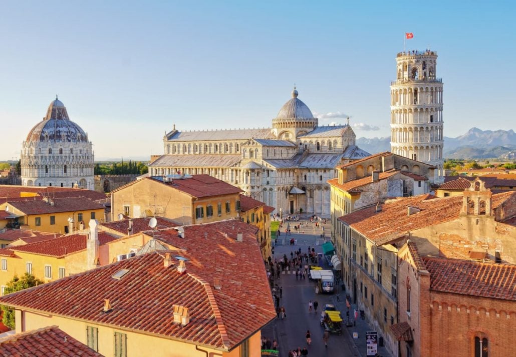 Skyline of the city of Pisa, in Italy.