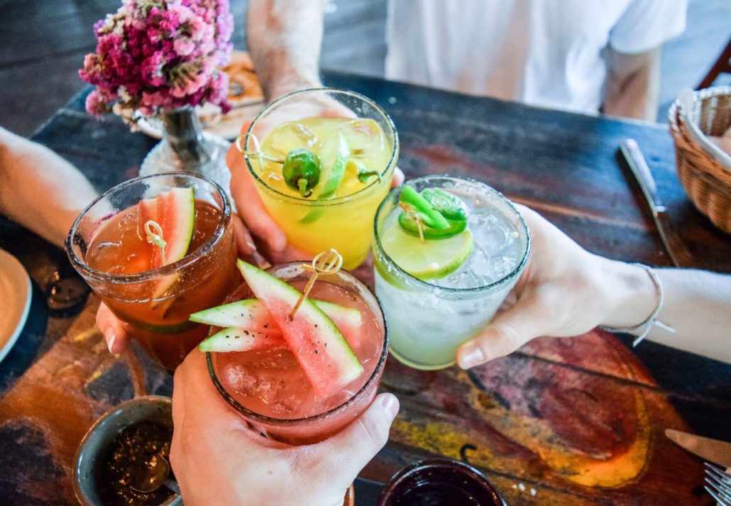 Colorful cocktail drinks