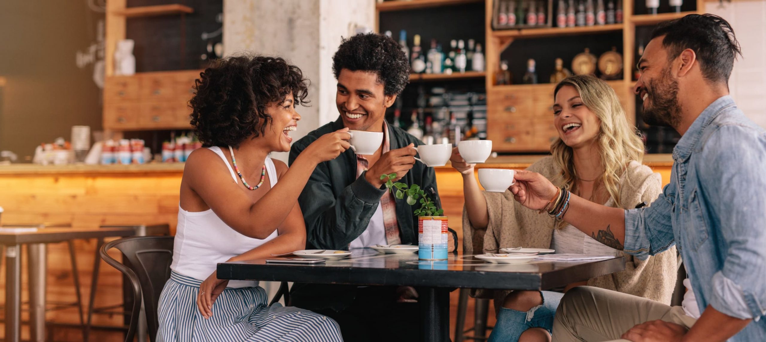 A group of friends at a bar