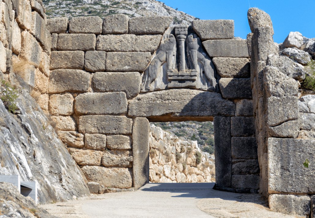 Lion's Gate in the Mycenae ancient city of Greece