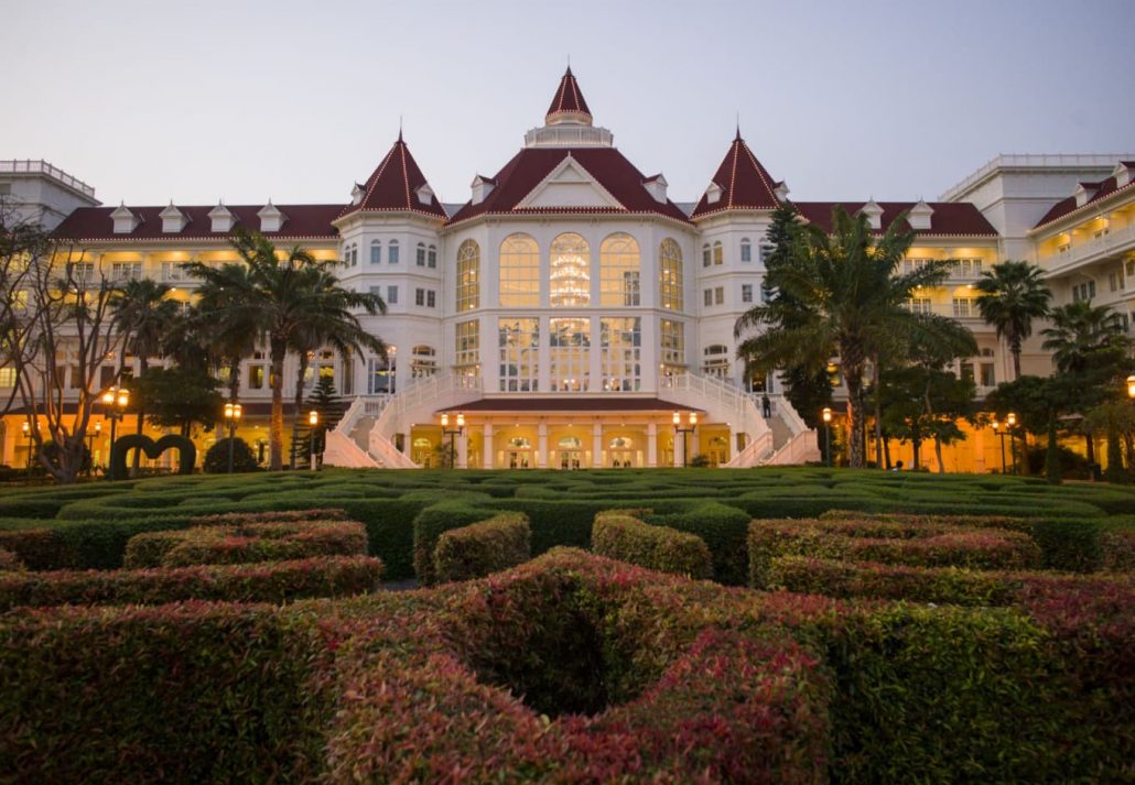 Façade of Hong Kong Disneyland Hotel, Hong Kong.