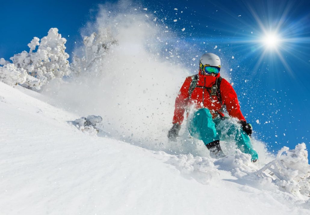 A person skiing.