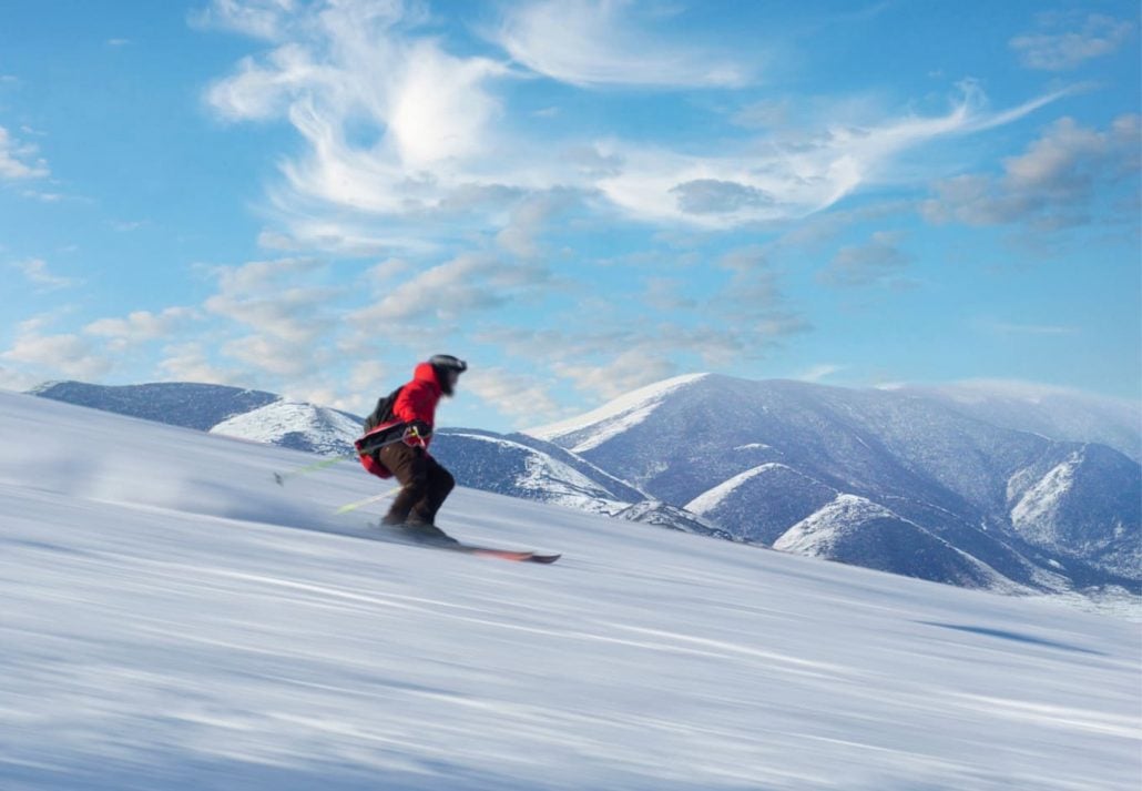 A person skiing.