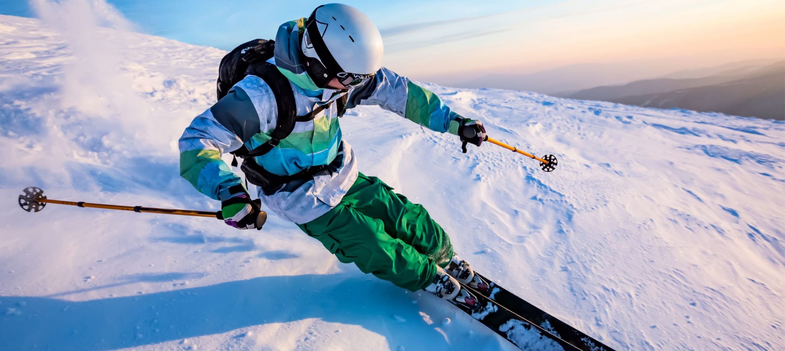 A young man skiing.