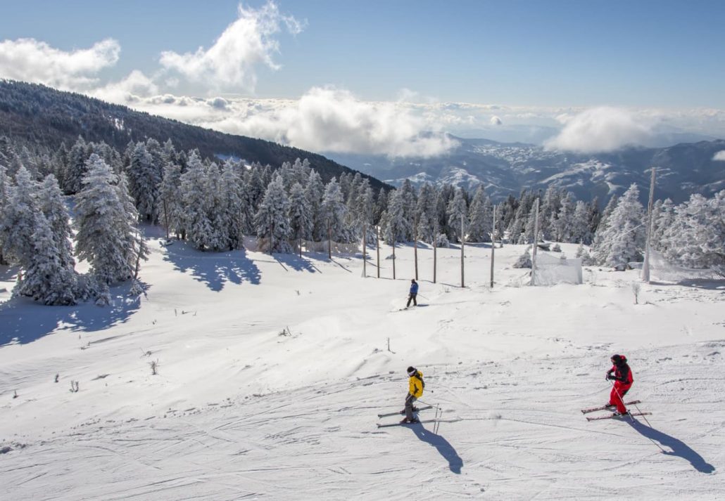 A person skiing at the Uludag ski center in Turkey