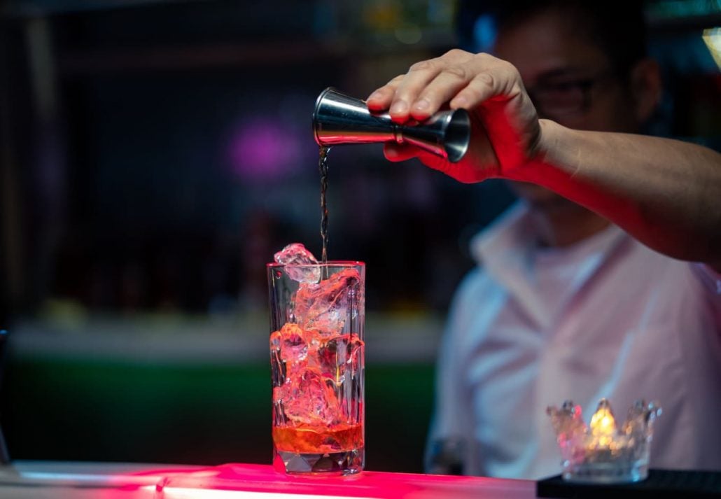 Mixologist making a drink