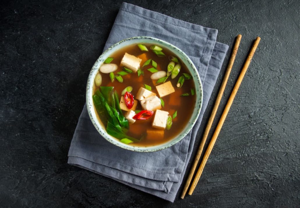 Miso soup in a bowl