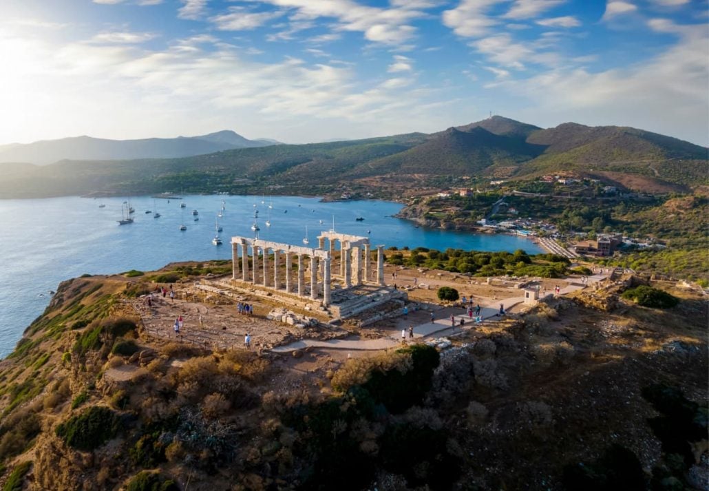 Sounion Temple on a cliff, Greece