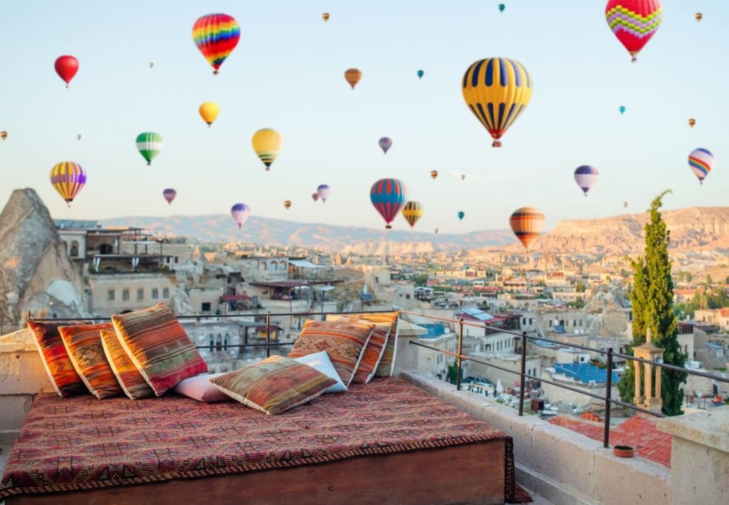 A rooftop terrace in Cappadocia